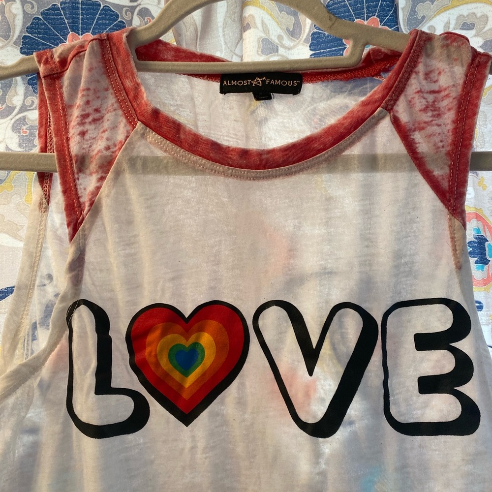 Almost Famous Red and White Love Tank Top